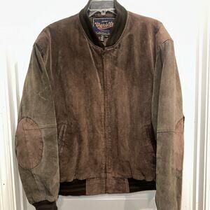 Vintage XXL Varsity Princeton N.J Men's Jacket Brown Bomber Two Tone Elbow Suede